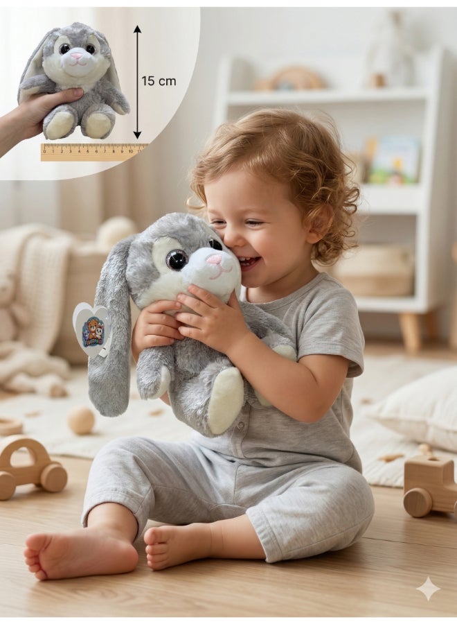 Fluffmals لعبة حيوانات محشوة فلوفمالز - أرنب رمادي 15 سم - Image 2
