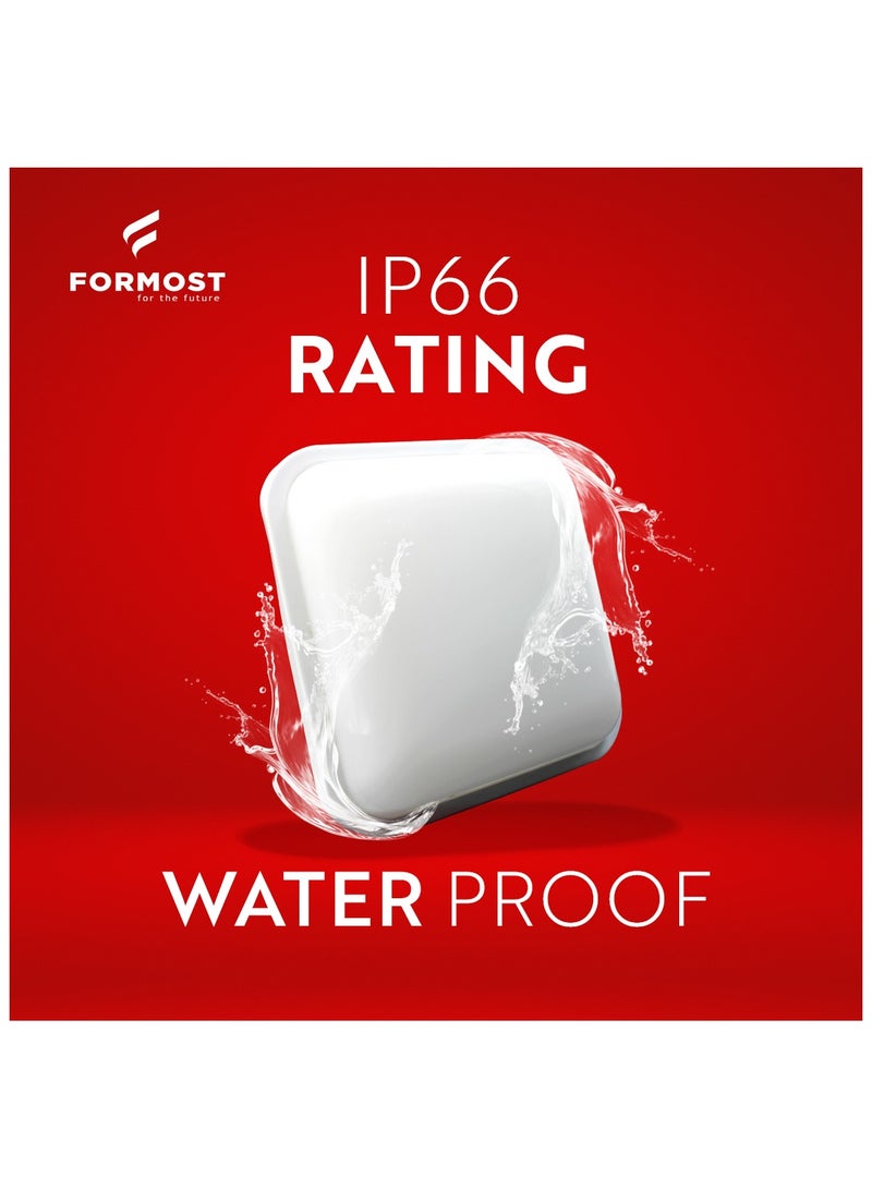 FORMOST FORMOST LED Bulk Head Light 20W | Outdoor Ip66 Waterproof Wall Lamp for Warehouse Store Room Parking Lot Garden | Cool White (Square, Pack of 1)  - Image 3