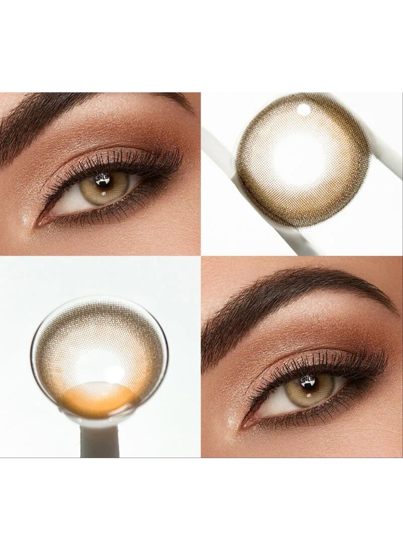 Unibling Caramel Cream Yearly Colored Contact Lenses, Unisex Cosmetic Contact Lenses, Enlargement Collection, Light Brown, With Case - Image 2