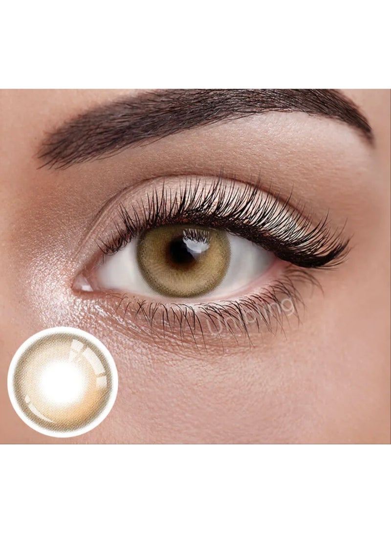 Unibling Caramel Cream Yearly Colored Contact Lenses, Unisex Cosmetic Contact Lenses, Enlargement Collection, Light Brown, With Case - Image 5