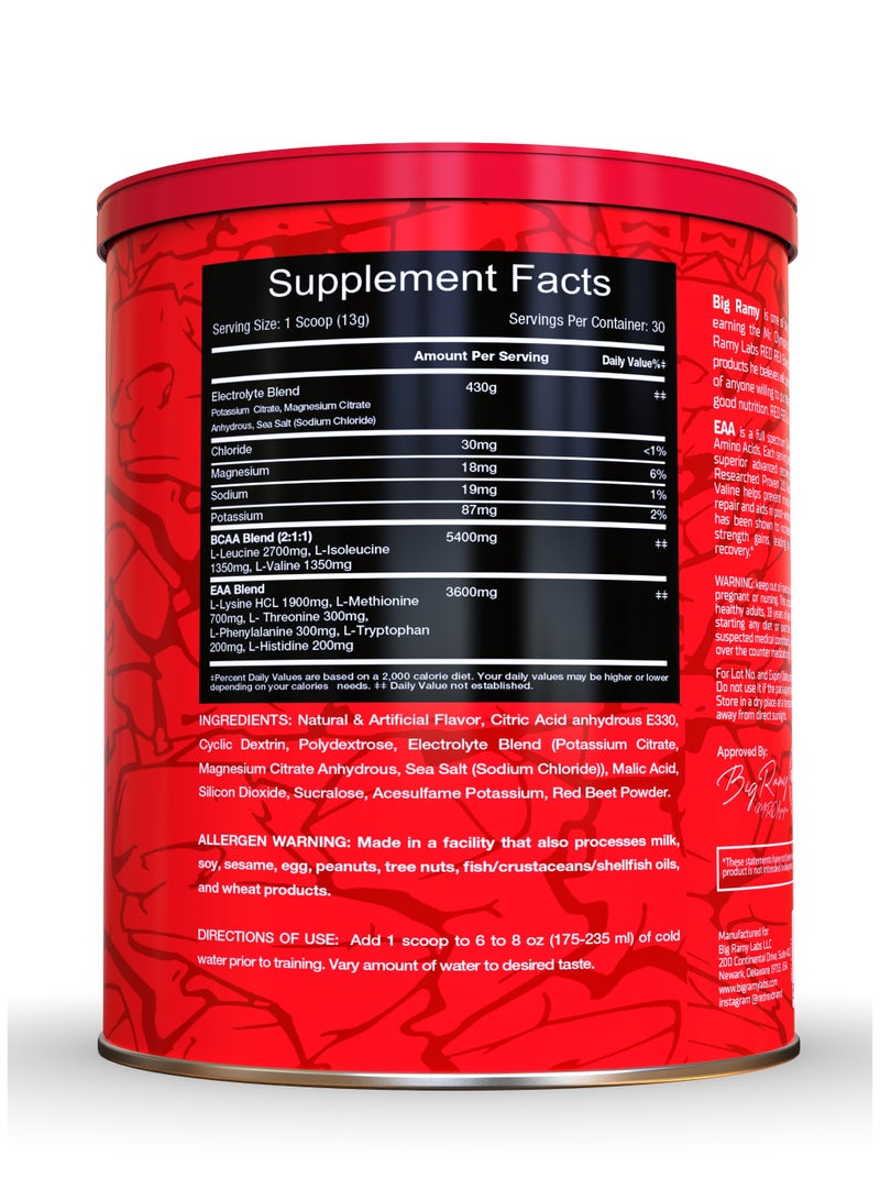 مختبرات رامي الكبرى ريدريكس - EAA  مع الإلكتروليت - نكهة فواكه مشكلة - 390 جم - 30 حصة - Image 3