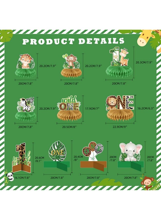 Bluegogo - 10 Pcs Wild One Honeycomb Centerpieces Birthday Decorations For Boys And Girls Safari Centerpieces For Tables 3D Double Side Baby Shower Jungle Animals Party Decorations - Image 1