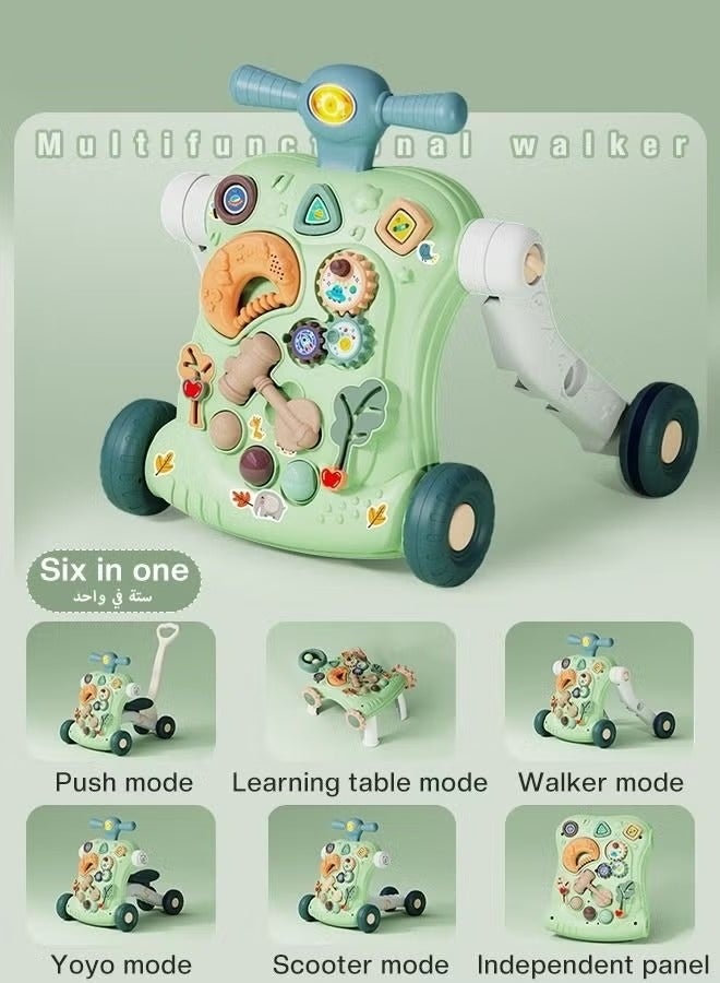 ميكسد مشاية الأطفال المتعددة الوظائف 6 في 1 مناسبة للأطفال الذين يمكنهم الجلوس والوقوف والمشي. تأتي المشاية مع مركز نشاط وطاولة تعليمية تفاعلية وعربة دفع، مما يوفر تجربة تعليمية تفاعلية ممتعة للأطفال الصغا - Image 3