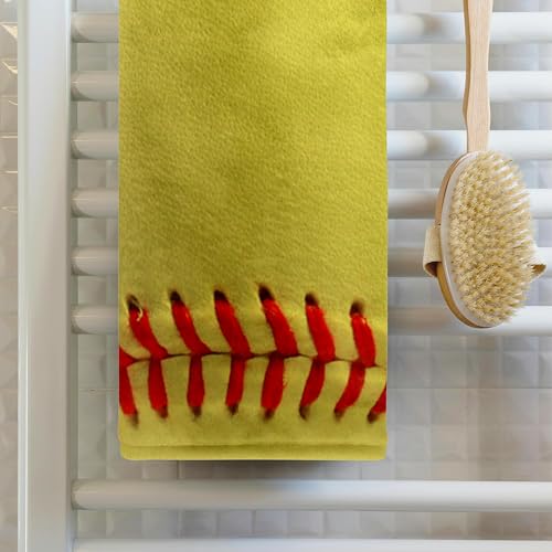 3DROSE 3D Rose TWL_120271_1 Softball Close-Up Photography Print - Yellow & Red Soft Ball for Sporty Sport Fans Team Players Towel, 15 x 22 - Image 2