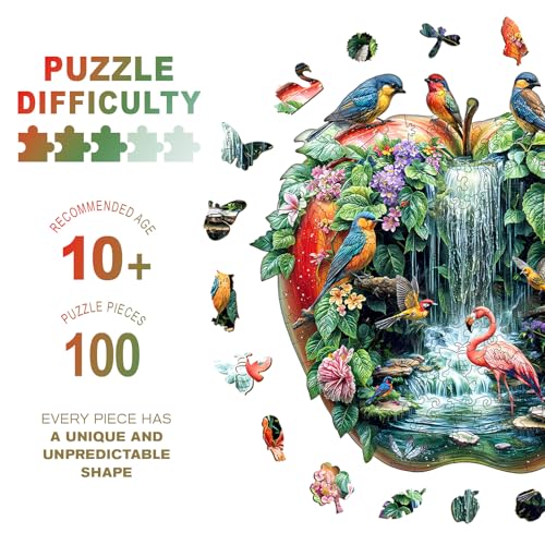 Purdicra Wooden Puzzles for Adults Paradise Garden Wooden Jigsaw Puzzle Unique Animal Shaped Wood Puzzles Adult Christmas Birthday Gifts for FriendsFamily Home Decor 85 81in 100pcs - Image 5