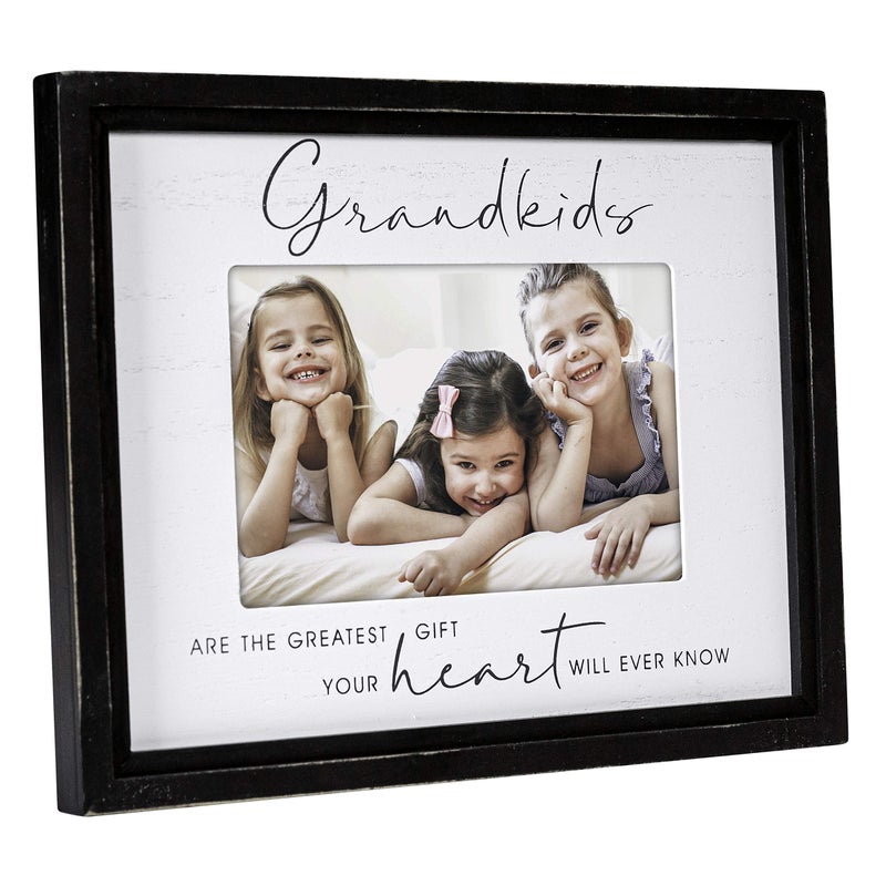 Malden International Designs 4x6 Grandkids Script Sentiments Picture Frame Grandkids Are The Greatest Gift Your Heart Will Ever Know White MDF Wood Frame Raised Black Outer Wood Moulding - Image 2