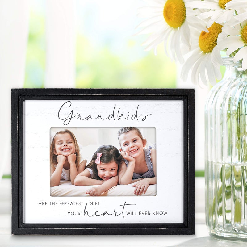 Malden International Designs 4x6 Grandkids Script Sentiments Picture Frame Grandkids Are The Greatest Gift Your Heart Will Ever Know White MDF Wood Frame Raised Black Outer Wood Moulding - Image 3