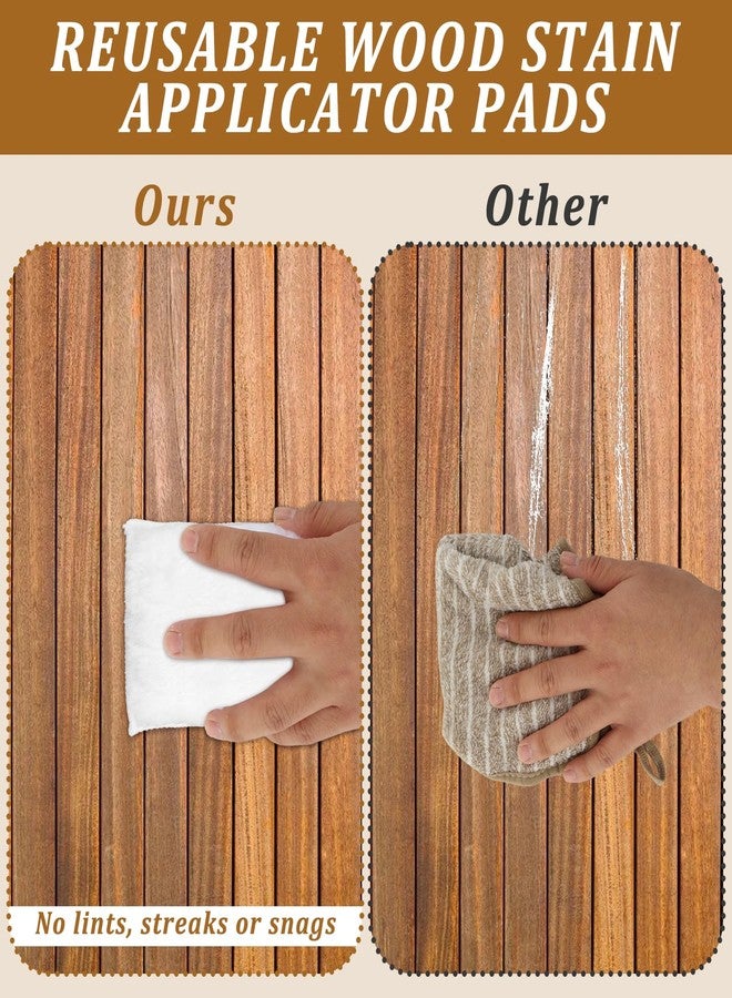 FMOACEN 20 Pcs Wood Stain Applicator Pads, Wood Lint and Snag Free Applicator Pads Reusable Fiber Staining Pad Square Thick Rags Cloth for Wood Stain and Oil Based Finishes, White - Image 3