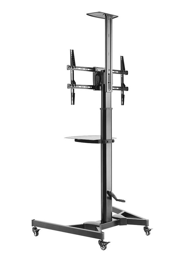 هامود حامل تلفزيون احترافي   من 37 إلى 75 بوصة سعة تحميل 50 كجم عربة تلفزيون فولاذية قابلة لتعديل الارتفاع مع مقبض كرنك - Image 2