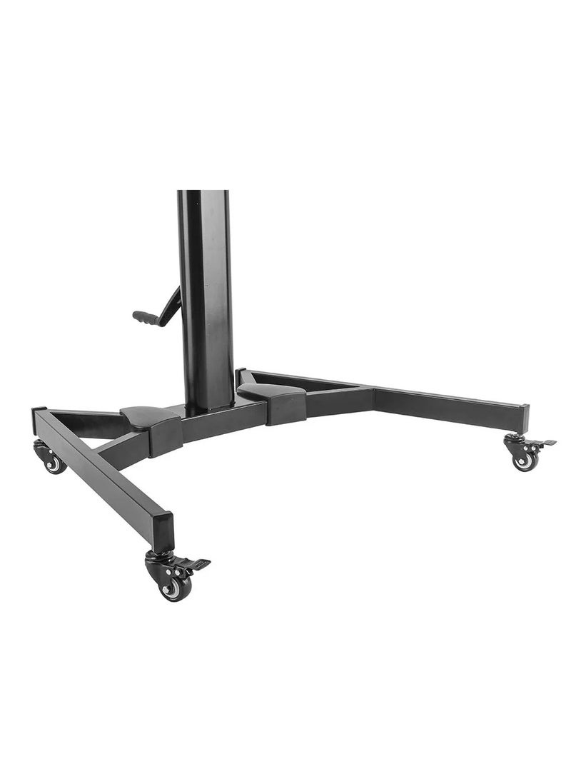 هامود حامل تلفزيون احترافي   من 37 إلى 75 بوصة سعة تحميل 50 كجم عربة تلفزيون فولاذية قابلة لتعديل الارتفاع مع مقبض كرنك - Image 4