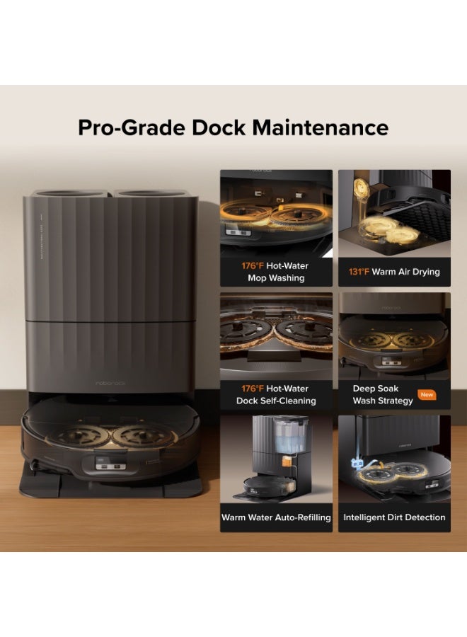 roborock Qrevo Edge 2 Robot Vacuum and Mop(Upgraded from S8 MaxV Ultra) 25000Pa, 3.14'' Ultra-Slim, Zero-Tangle AI Object Recognition, 176℉ Hot Water Mop Washing & Auto-Drying Edge Cleaning Black - Image 3