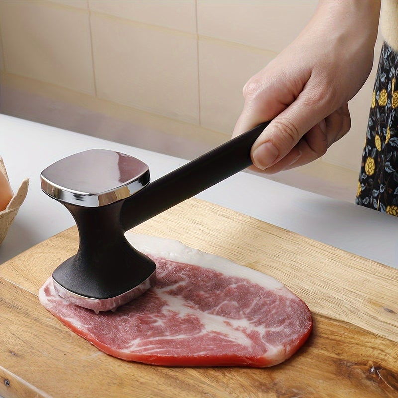 PETO Stainless Steel Meat Tenderizer with Serrated Edge - Ergonomic Kitchen Tool for Softening Meat, Perfect for Home & Outdoor Cooking - Image 1