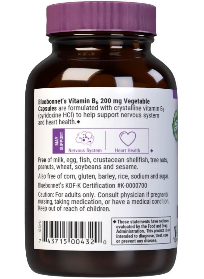 Bluebonnet Vitamin B6 200 mg Capsules for Heart Health - Image 3