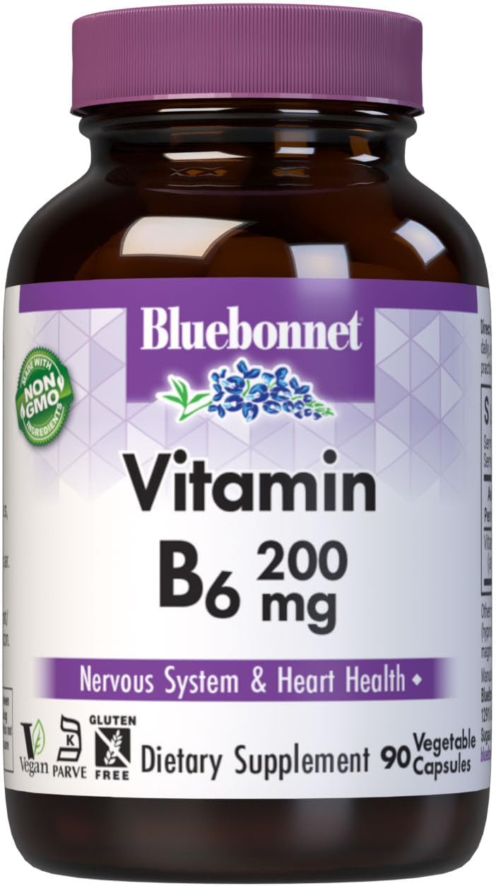Bluebonnet Vitamin B6 200 mg Capsules for Heart Health - Image 1