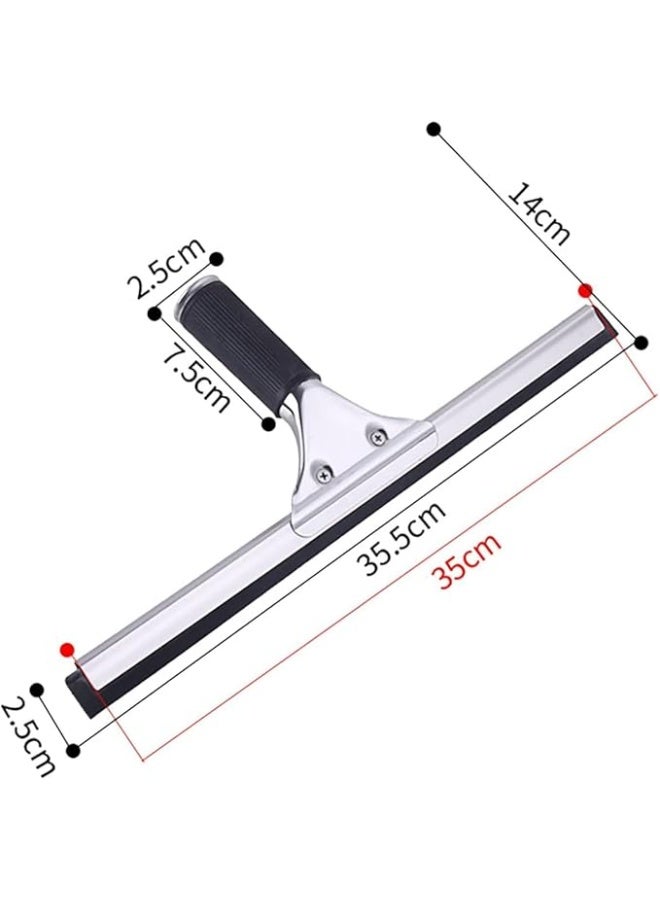 اكس بوت طقم احترافي لتنظيف زجاج النوافذ، ممسحة زجاج مقاس 14 بوصة / 35 سم مع شفرة مسح من الستانلس ستيل وأداة غسيل مدمجة - Image 2
