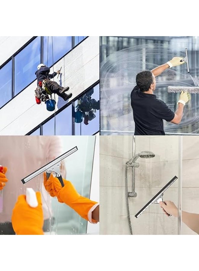 اكس بوت طقم احترافي لتنظيف زجاج النوافذ، ممسحة زجاج مقاس 14 بوصة / 35 سم مع شفرة مسح من الستانلس ستيل وأداة غسيل مدمجة - Image 4