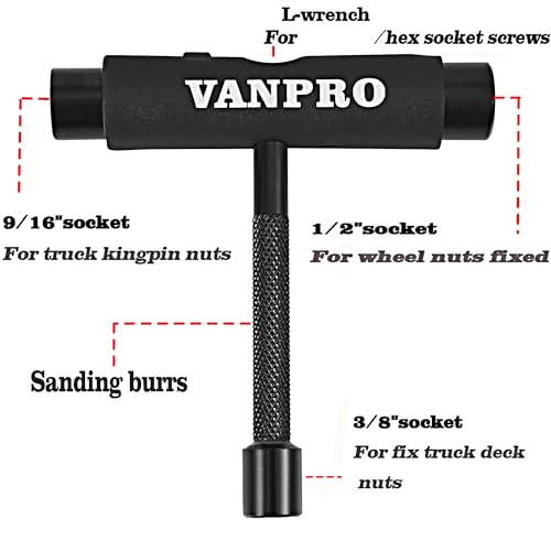 Vanpro skateboard tools skate tool all in oneUsed for installation and maintenance of various skateboards and roller skates，etc.(Snow Upgrade-black, Pack of 1) - Image 2