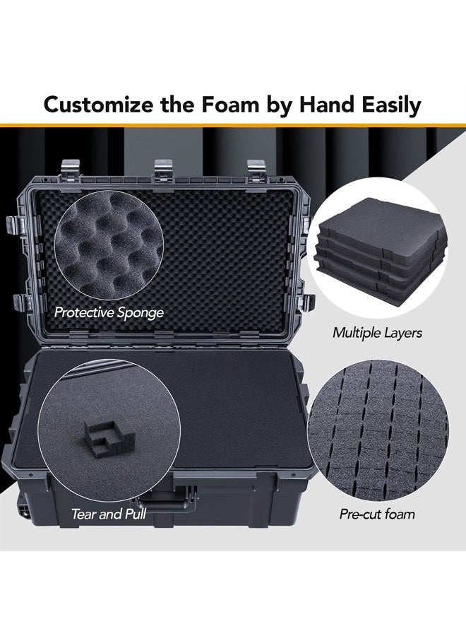 Lykus HC-7530 Large Waterproof Hard Case with Wheels and Customizable Foam, Interior Size 29.5x17.7x11.8 inch, Suitable for cameras, lenses, electronic equipment and more - Image 2