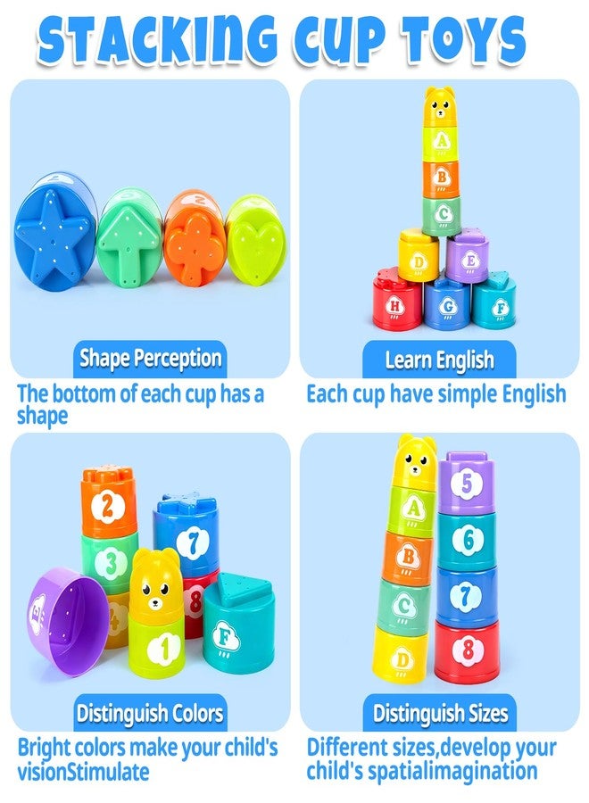 Ynanimery Stacking Cups Toys for Toddlers 1-3, Baby Toys Stacking Cups & Teething Toy for Babies 6-12 Months Montessori Educational or Bath Fun Stacking Blocks for Toddlers 1-3 - Image 4
