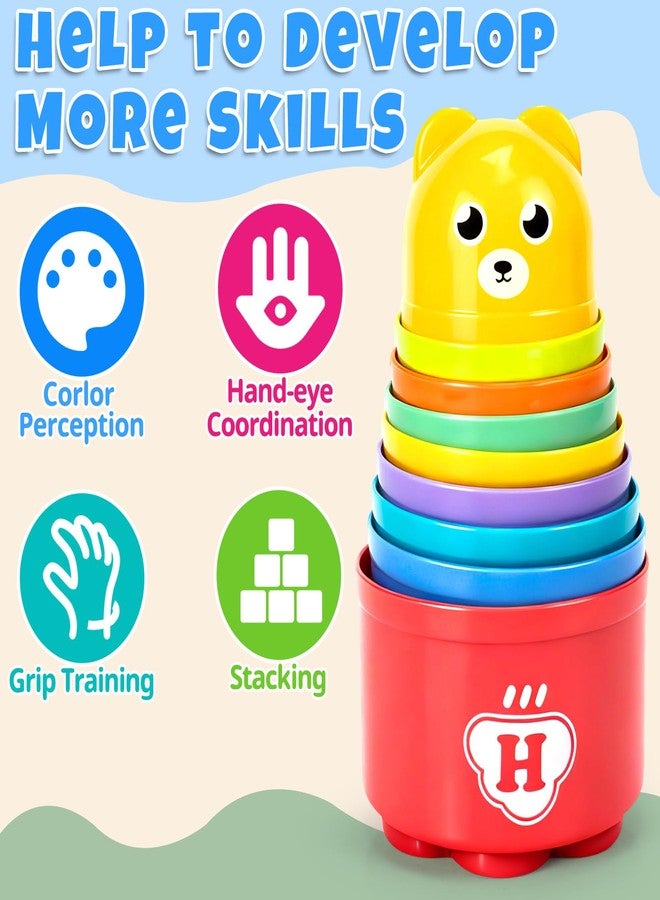 Ynanimery Stacking Cups Toys for Toddlers 1-3, Baby Toys Stacking Cups & Teething Toy for Babies 6-12 Months Montessori Educational or Bath Fun Stacking Blocks for Toddlers 1-3 - Image 3