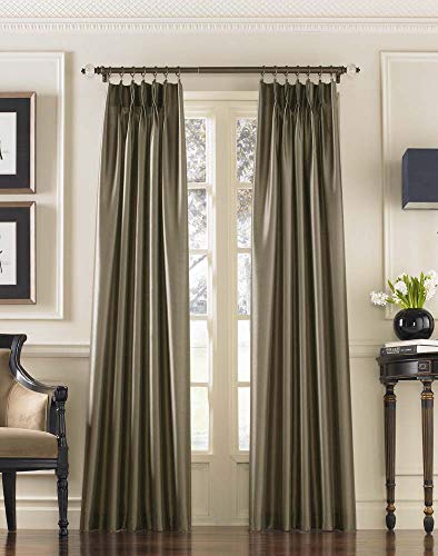 Curtainworks 1Q800008BZ Marquee Faux Silk Pinch Pleat Curtain Panel, 30 by 108", Bronze - Image 1