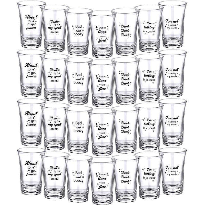 Jetec 28 Pcs Funny Shot Glasses for Adult Acrylic Party Shot Glasses 12 Ounce Mini Cup Party Favors for Guests Mini Cup Bulk for Adult Birthday Drinking Gifts Supplies