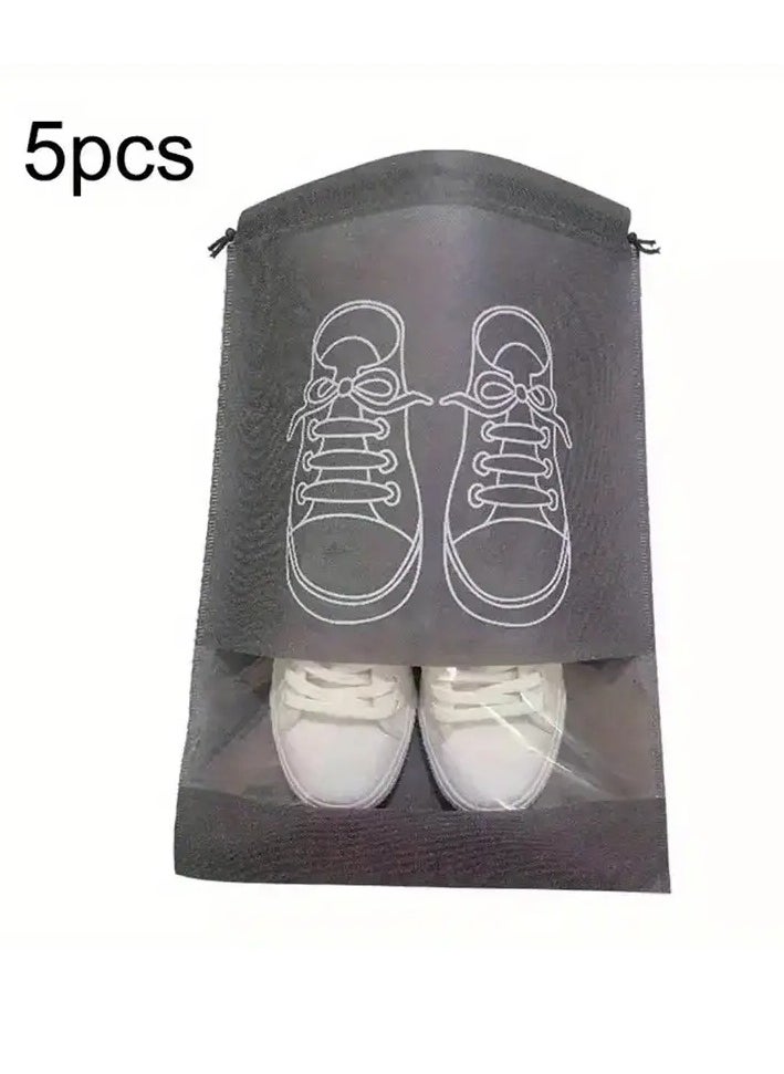 PAMEER 5-PCS Travel Shoes Storage Bag, Dustproof Shoes Packing Bag, Portable Non-Woven Fabric Shoes Organizer, Multifunctional Dustproof Bag For Shoes, Size. 44 x 32cm  - Image 1