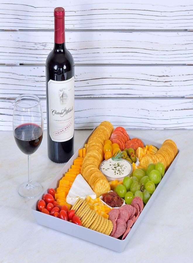 Youngever 3 Pack Plastic Serving Trays, Serving Platter for Parties, Sturdy ABS material, 15 inch x 10 inch (Grey) - Image 5