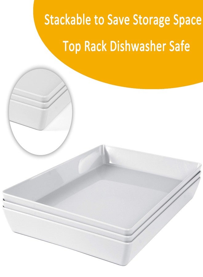 Youngever 3 Pack Plastic Serving Trays, Serving Platter for Parties, Sturdy ABS material, 15 inch x 10 inch (Grey) - Image 2