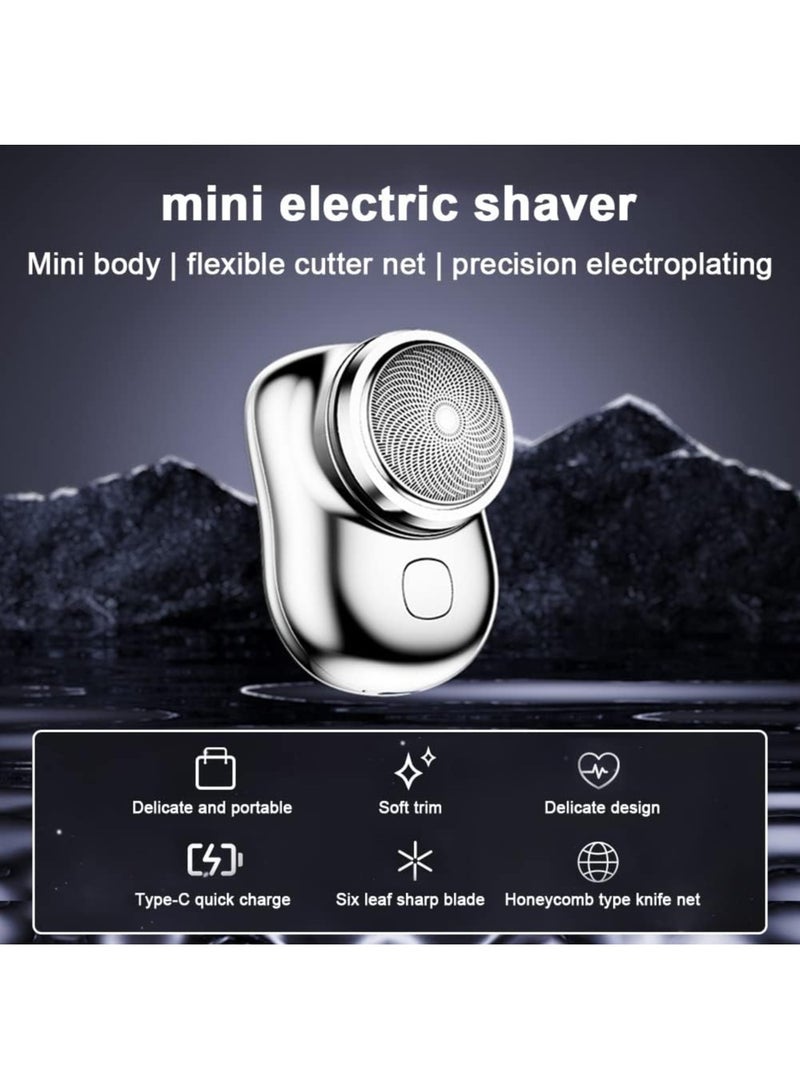 ELTRAZONE Mini Electric Shaver, Portable Men Electric Shaver USB Rechargeable Men Grooming Razor, Pocket Size Mini Shaver Washable for Travel (Silver). - Image 5