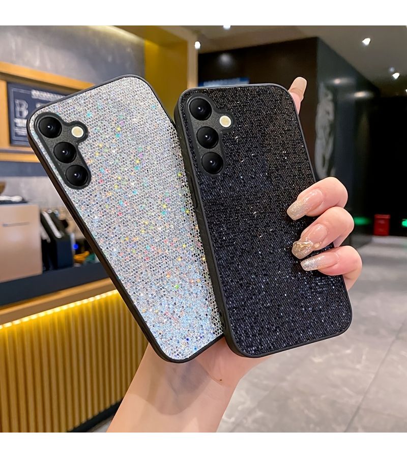 Fashion Flash Bling Star Glitter Mobile Phone Case Protective Shiny Luxury Back Cover Compatible With Samsung Galaxy A15 Black - Image 1