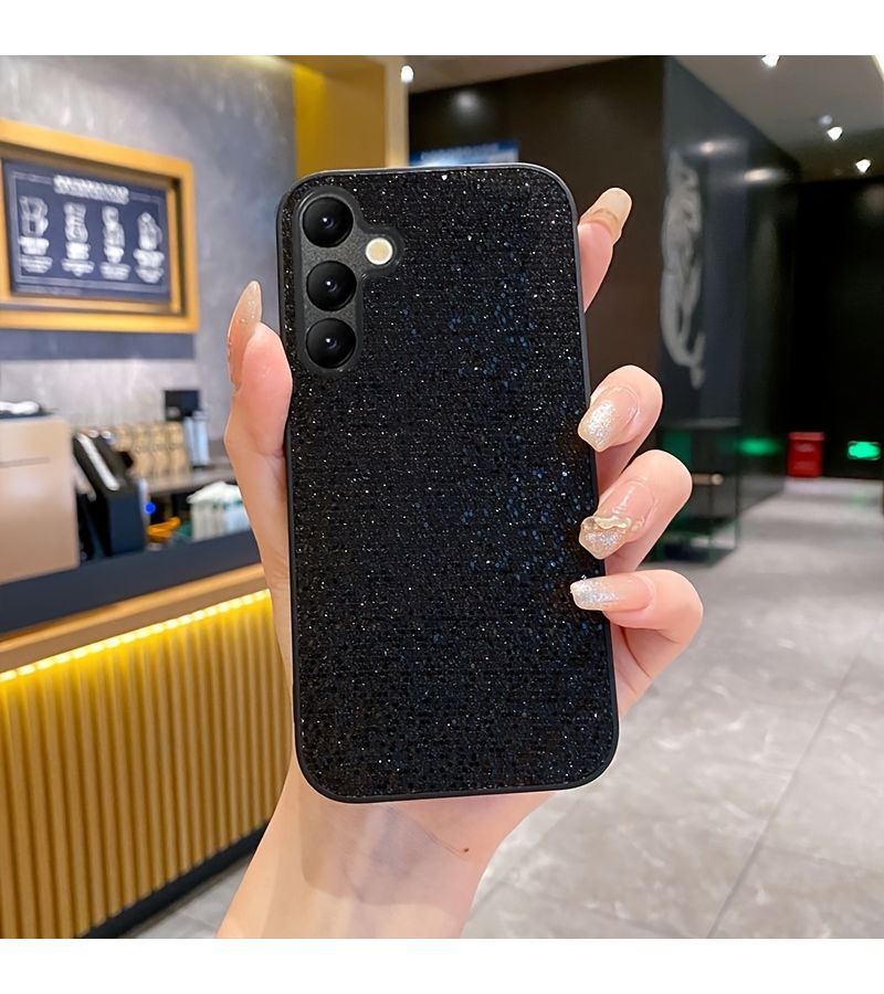 Fashion Flash Bling Star Glitter Mobile Phone Case Protective Shiny Luxury Back Cover Compatible With Samsung Galaxy A15 Black - Image 3