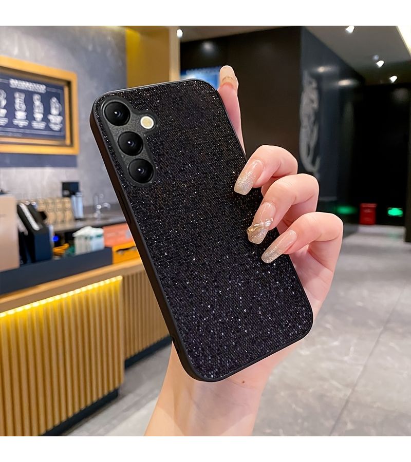 Fashion Flash Bling Star Glitter Mobile Phone Case Protective Shiny Luxury Back Cover Compatible With Samsung Galaxy A15 Black - Image 2