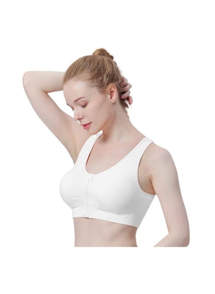 Women's Zip Front Sports Bra Wireless Post-Surgery Bra Active Yoga Sports Bras - Image 3