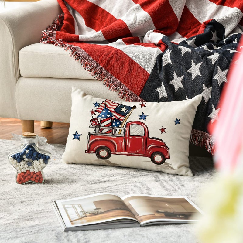 AVOIN colorlife AVOIN colorlife America The Beautiful Let Freedom Ring Throw Pillow Covers  12 x 20 Inch Freedom 4th of July Independence Memorial Day Patriotic Cushion Case for Sofa Couch Set of 4  - Image 5