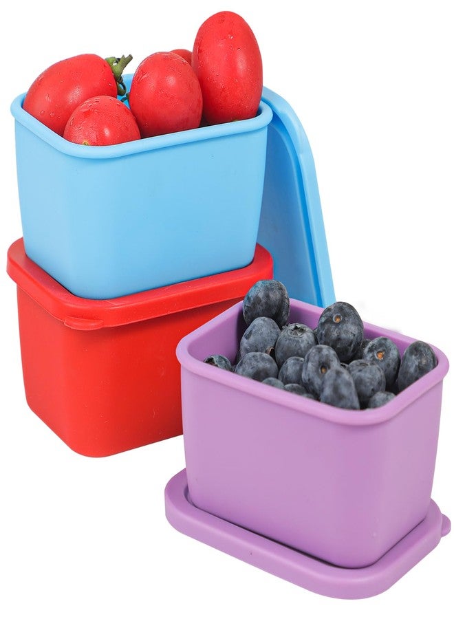 KOLUTI 3 Pack Silicone Small Snack Container, 6 OZ Stackable Puree Sauce Condiment Food Storage Lunch Bento Box with Lids, Leak-proof, BPA Free, Dishwasher & Microwave & Oven Safe - Image 1