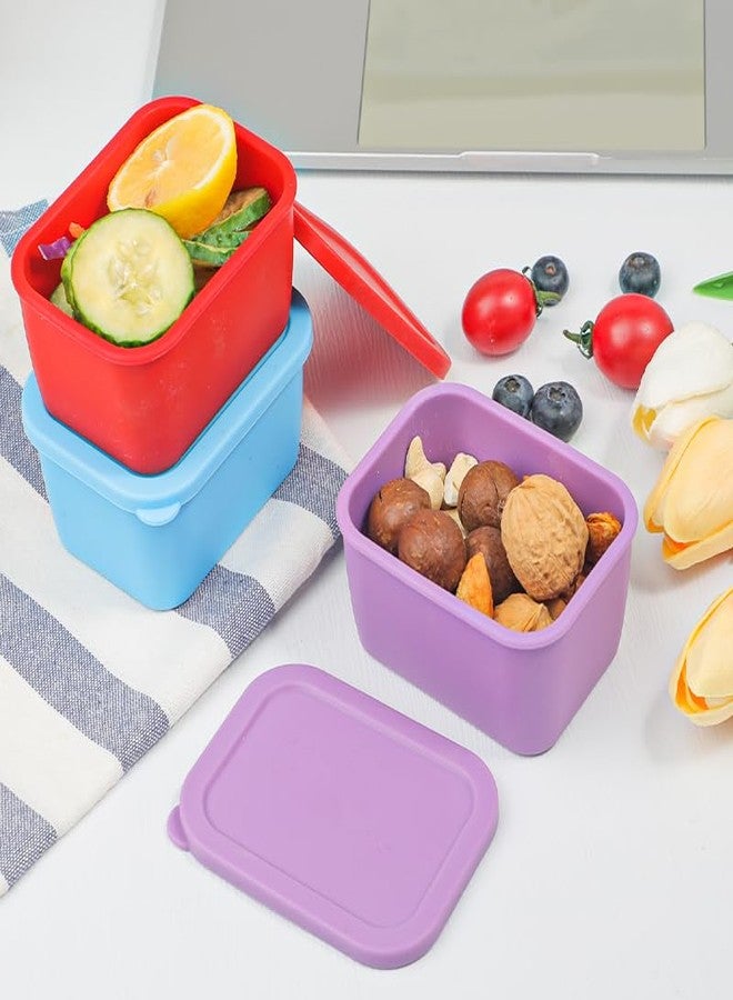 KOLUTI 3 Pack Silicone Small Snack Container, 6 OZ Stackable Puree Sauce Condiment Food Storage Lunch Bento Box with Lids, Leak-proof, BPA Free, Dishwasher & Microwave & Oven Safe - Image 2