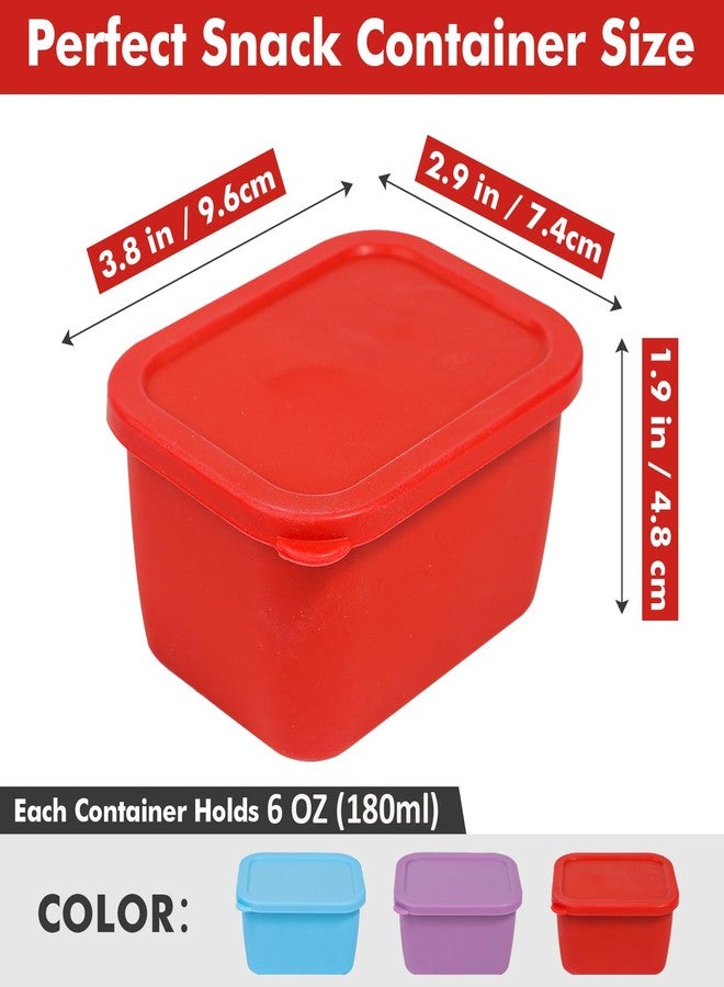 KOLUTI 3 Pack Silicone Small Snack Container, 6 OZ Stackable Puree Sauce Condiment Food Storage Lunch Bento Box with Lids, Leak-proof, BPA Free, Dishwasher & Microwave & Oven Safe - Image 3