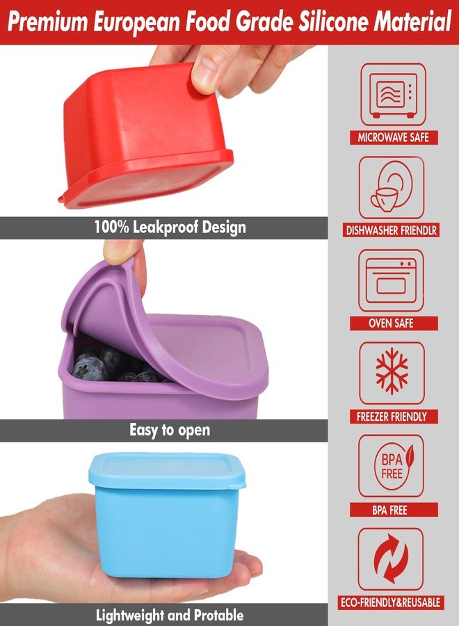 KOLUTI 3 Pack Silicone Small Snack Container, 6 OZ Stackable Puree Sauce Condiment Food Storage Lunch Bento Box with Lids, Leak-proof, BPA Free, Dishwasher & Microwave & Oven Safe - Image 4