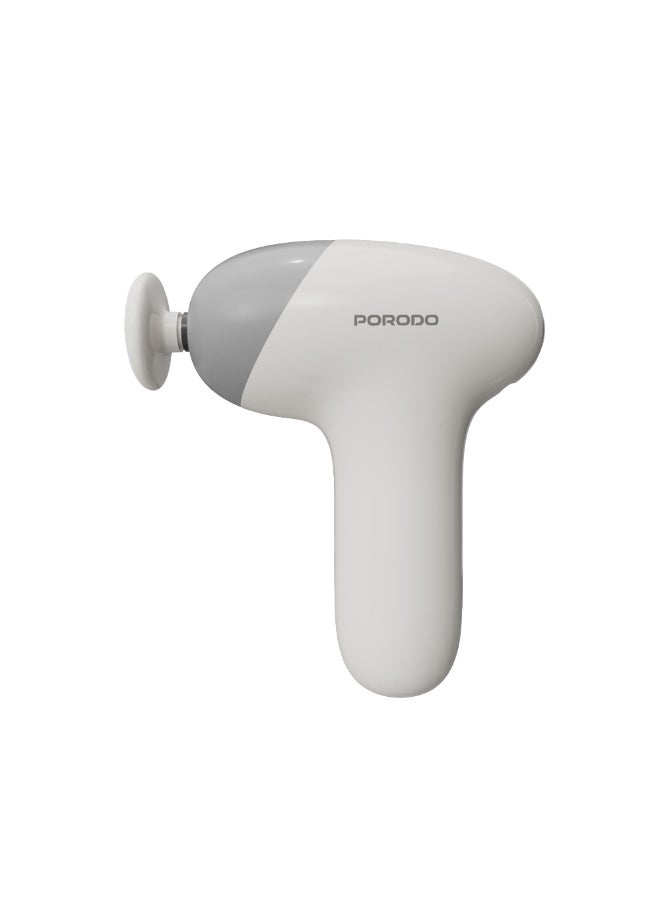 porodo Cordless Mini Massage Gun with 4 Interchangeable Heads & 4H Working Time / Adjustable Massage Intensity / Safety Auto Shut Off / 5 Speed Levels - Beige - Image 1