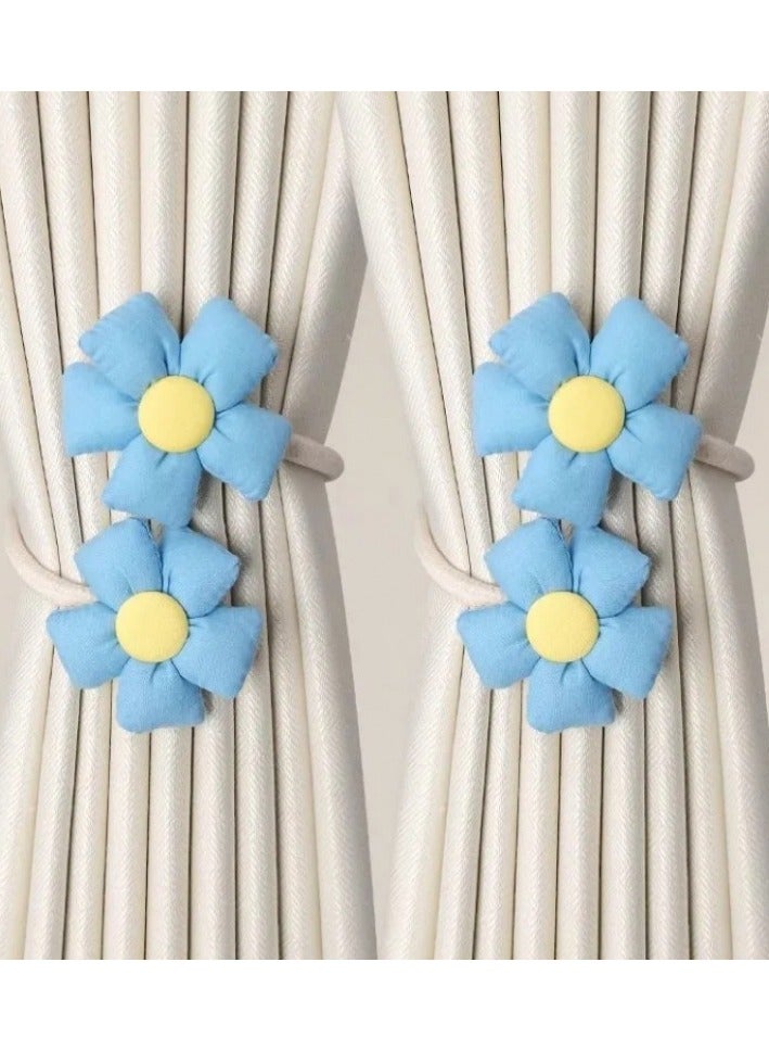 Modern MinimalistCurtain Strap Set With Adjustable Cute Flower Storage Straps And Fixed Decorations(1 Pair) - Image 1