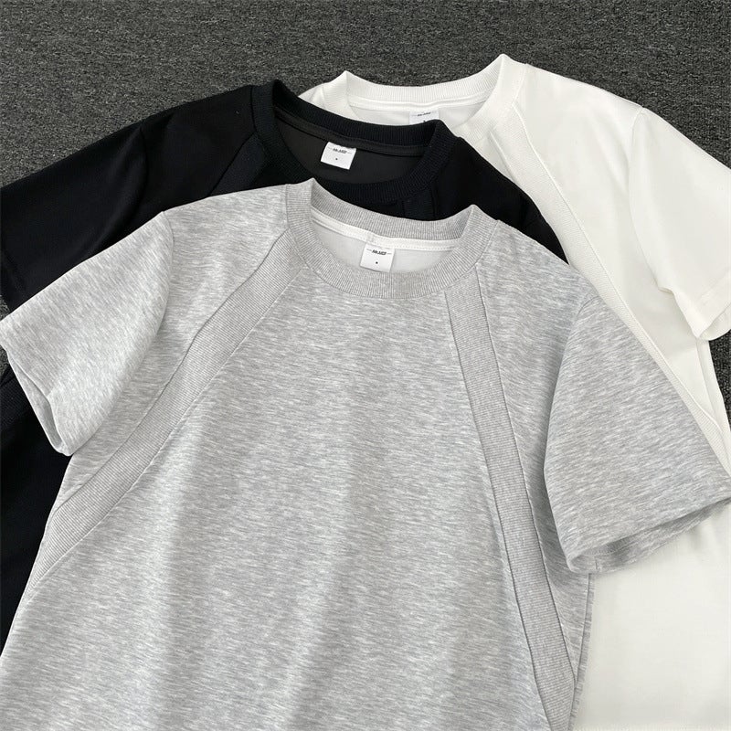 Heavy Weight Boxy Version Short-Sleeved T-Shirt Men'S Summer Loose Cleanfit American Top Anti-Wrinkle Stiff Right Shoulder T-Shirt - Image 5