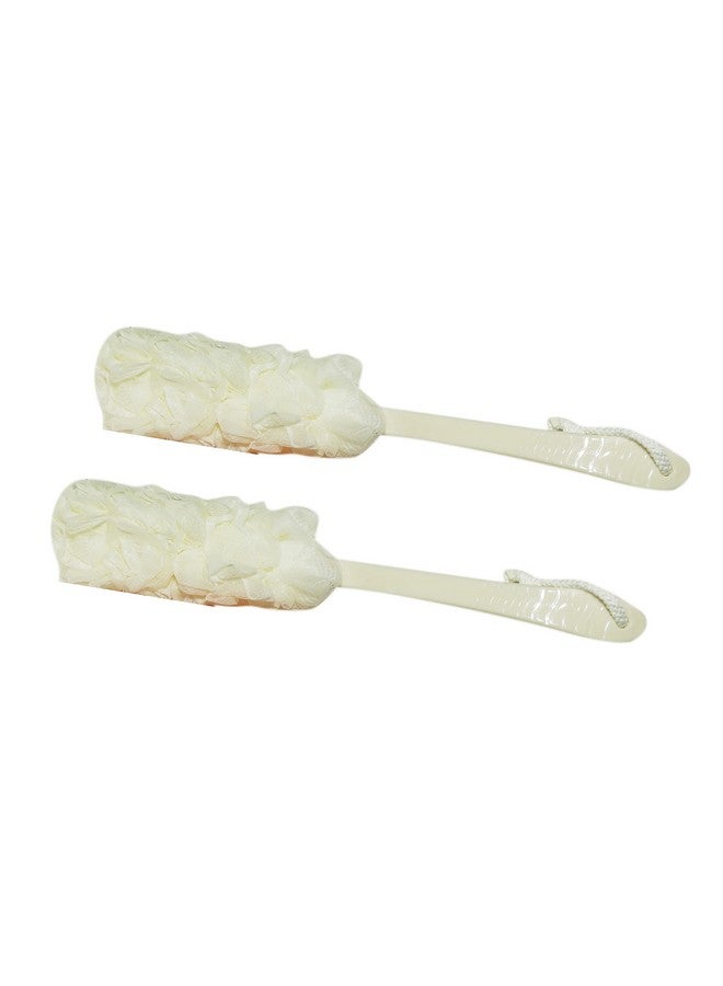 Evolife Plastic Loofah with Long Handle for Bathing | Soft Mesh Back Scrubber for Men & Women | Exfoliating Body Wash Shower Sponge | Gentle Back Rub Loofah | Easy Grip Handle (White) - Image 1