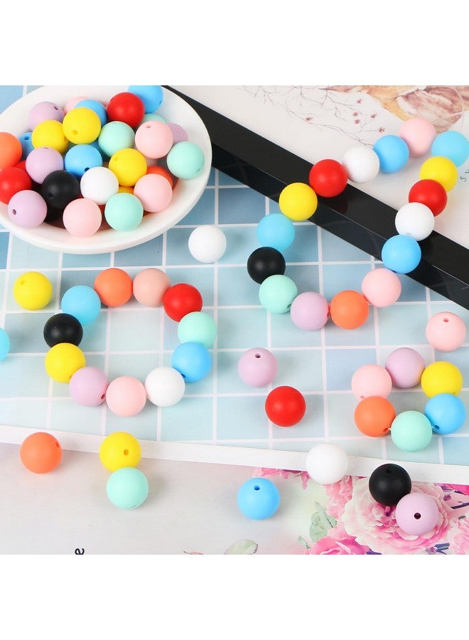 EVERMARKET Licone Focal Beads, Evermarket 15Mm Silicone Beads For Keychain Making, Round Silicone Beads Bulk With Bottle, Rubber Loose Beads For Pens Crafts Necklace Bracelet Lanyard (Light Pink Blue) - Image 2