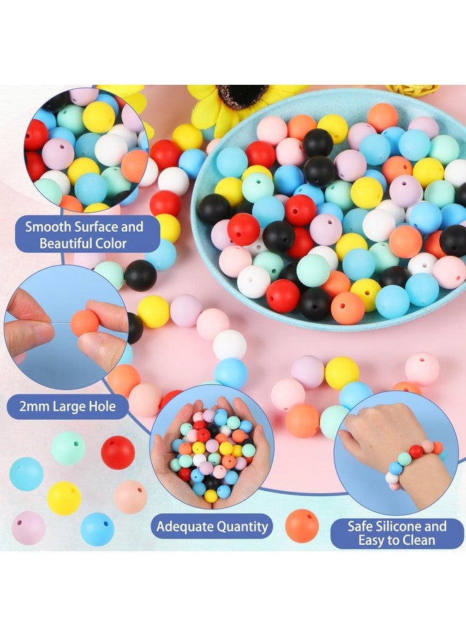 EVERMARKET Licone Focal Beads, Evermarket 15Mm Silicone Beads For Keychain Making, Round Silicone Beads Bulk With Bottle, Rubber Loose Beads For Pens Crafts Necklace Bracelet Lanyard (Light Pink Blue) - Image 3