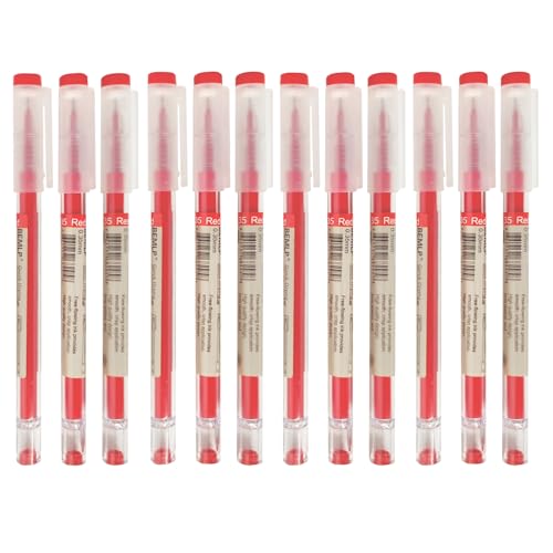 BEMLP Gel Pen 0.35mm Red Ink Pen Maker Pen School Office student Exam Writing Stationery Supply Technical Pens 12 Pcs/Set (Red) - Image 2