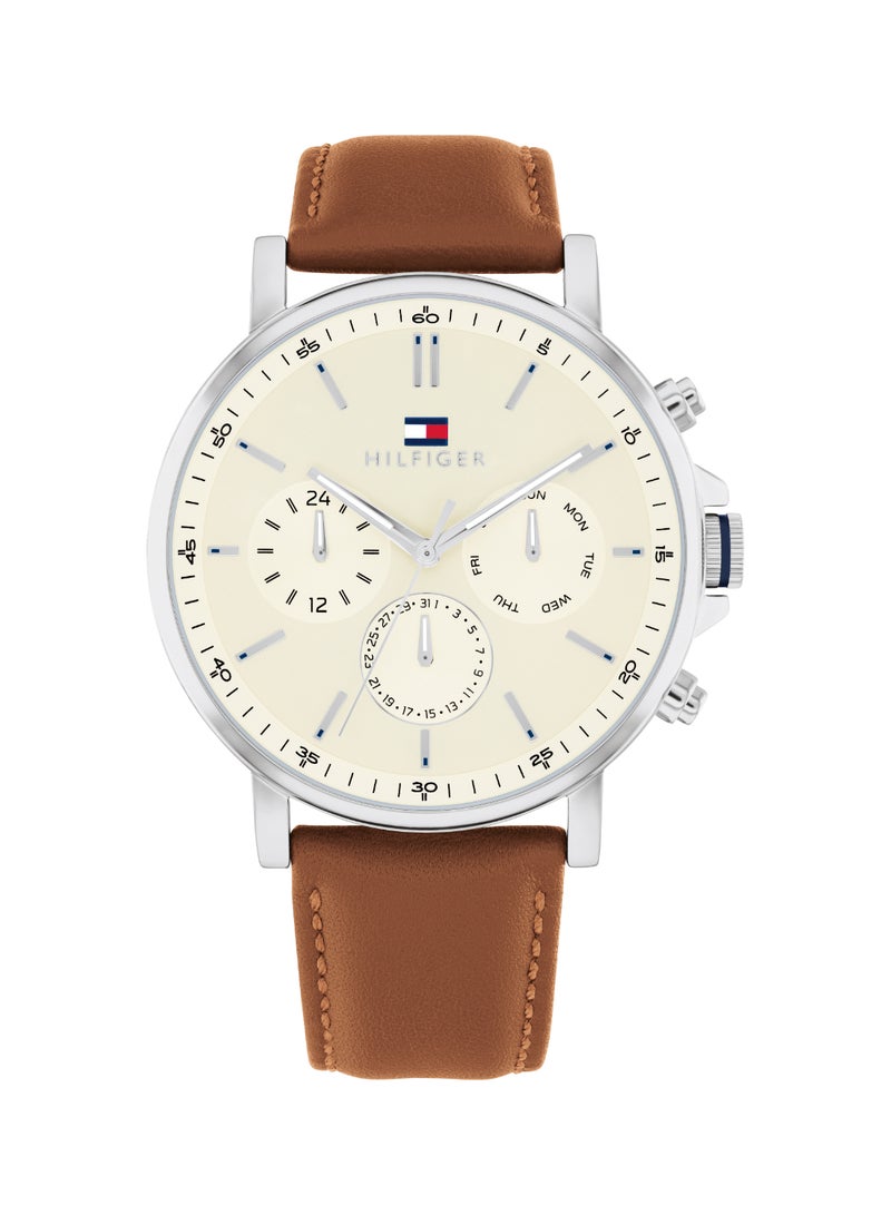 TOMMY HILFIGER Round Analog Men's Parchment Case Watch - 1792143  - Image 1