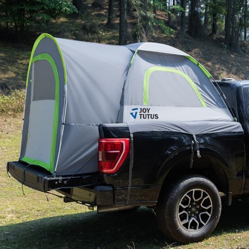 JOYTUTUS Truck Tent with Rainfly 5.0Ft, Straight Spacious Truck Bed Tent with Sky View Mesh, Waterproof PU2000mm Double Layer for 2 Person, Gray Green - Image 1