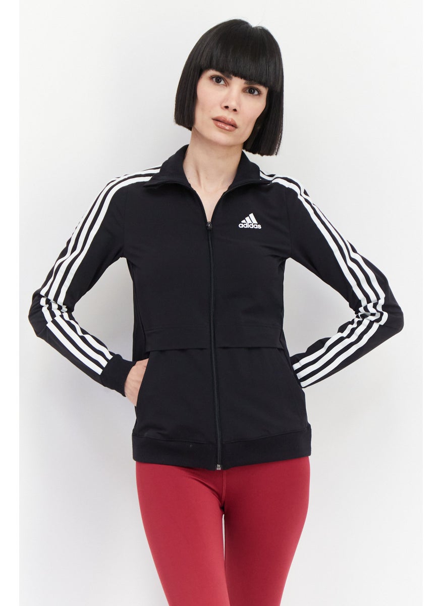 Adidas Women Sportswear Fit Brand Logo Long Sleeves Jacket, Black  - Image 1