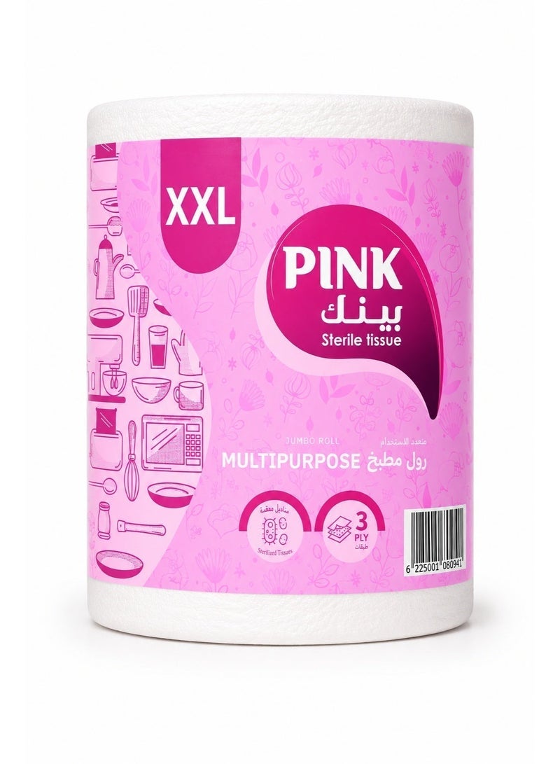 PINK Kitchen Multipurpose Jumbo Roll– 3 Ply, 1 Roll , XXL  Size - Image 1